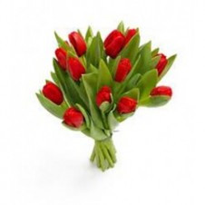 12 Pcs Red Colored Tulips In A Bouquet